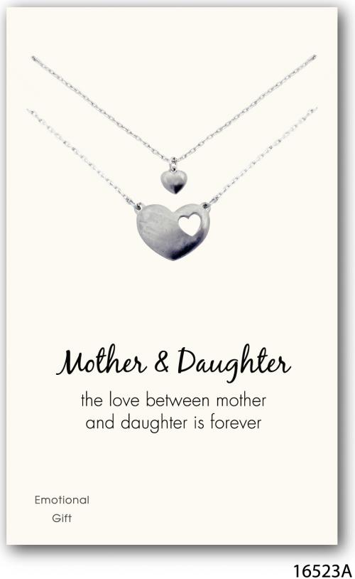 Mother\'s and daughter\'s heart silver pendant